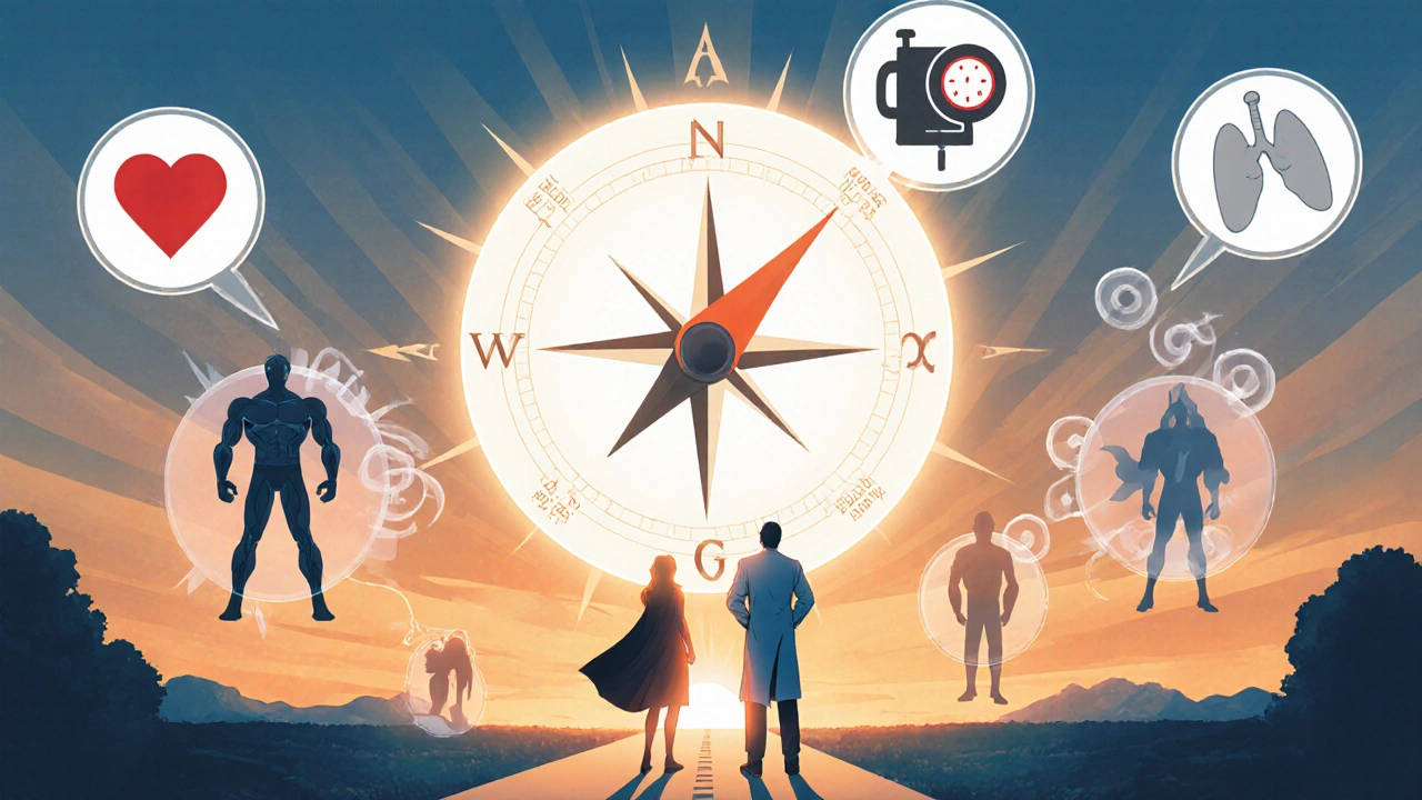 Patient and doctor in a comic scene weighing different beta‑blocker options.