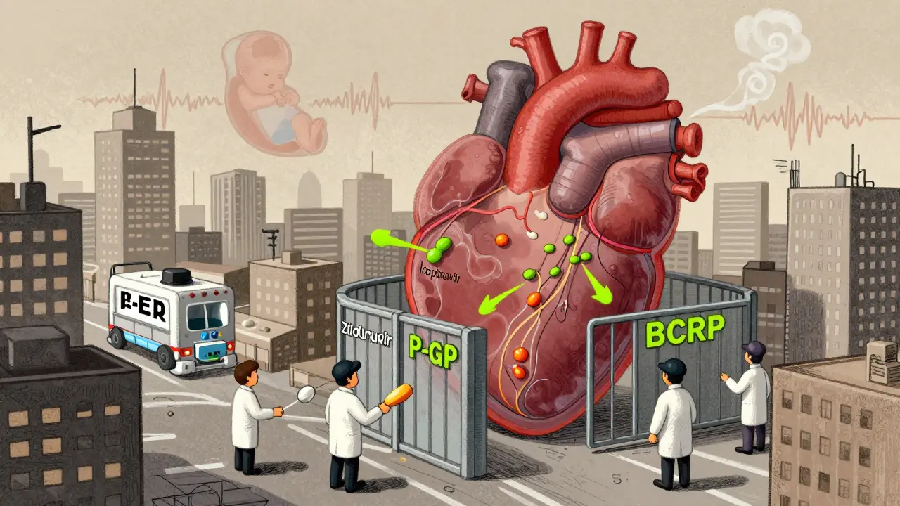 Placenta as a city with transporter bouncers allowing or blocking drug molecules.